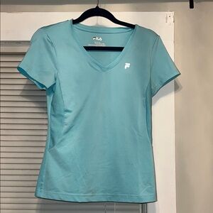 Fila Blue Fitted V-Neck Short Sleeve T-Shirt